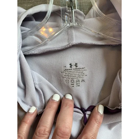 Under Armour Tech Graphic 1/4 Zip Long Sleeve hooded Running Top purple size L - Picture 11 of 11
